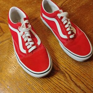 Vans Red and White Athletic Shoes
